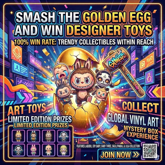 [NEW] Smash the Golden Egg Mystery Box - Features Zimomo Labubu, Cry Baby, & Baby Three (100% Win)
