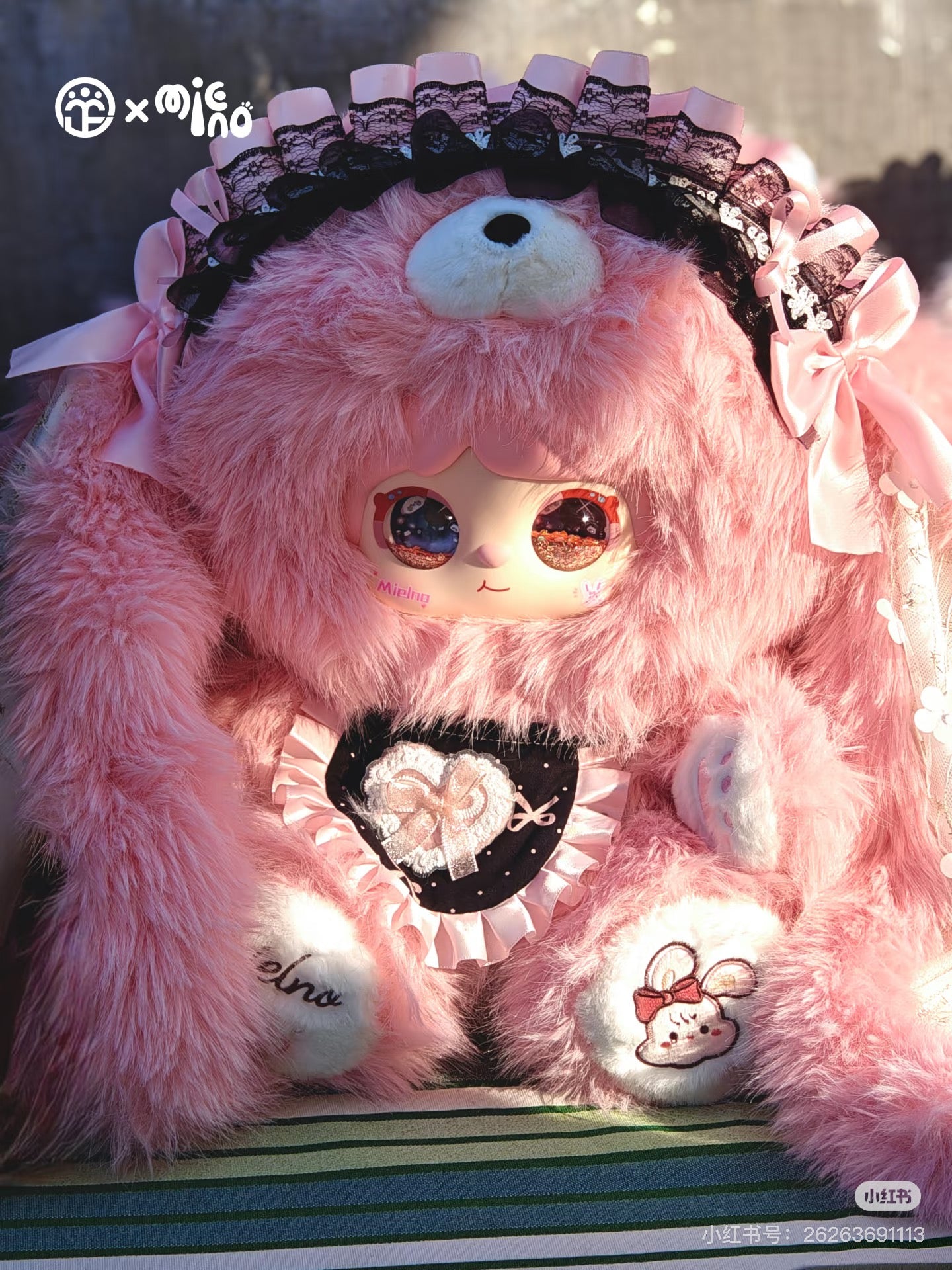MIElno-Meow rabbit diary series 600% Bunny Plush Dolls,Soft Furry Collectibles,Backpack or clothing decoration,Blind bag Kawwaii Stuffed Animals