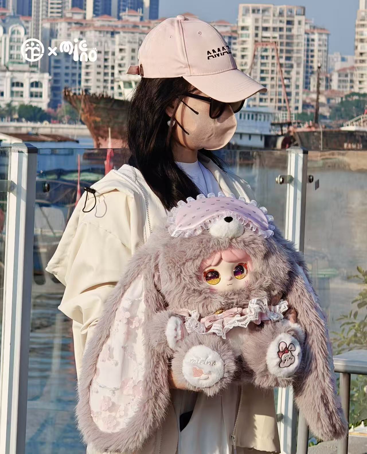 MIElno-Meow rabbit diary series 600% Bunny Plush Dolls,Soft Furry Collectibles,Backpack or clothing decoration,Blind bag Kawwaii Stuffed Animals
