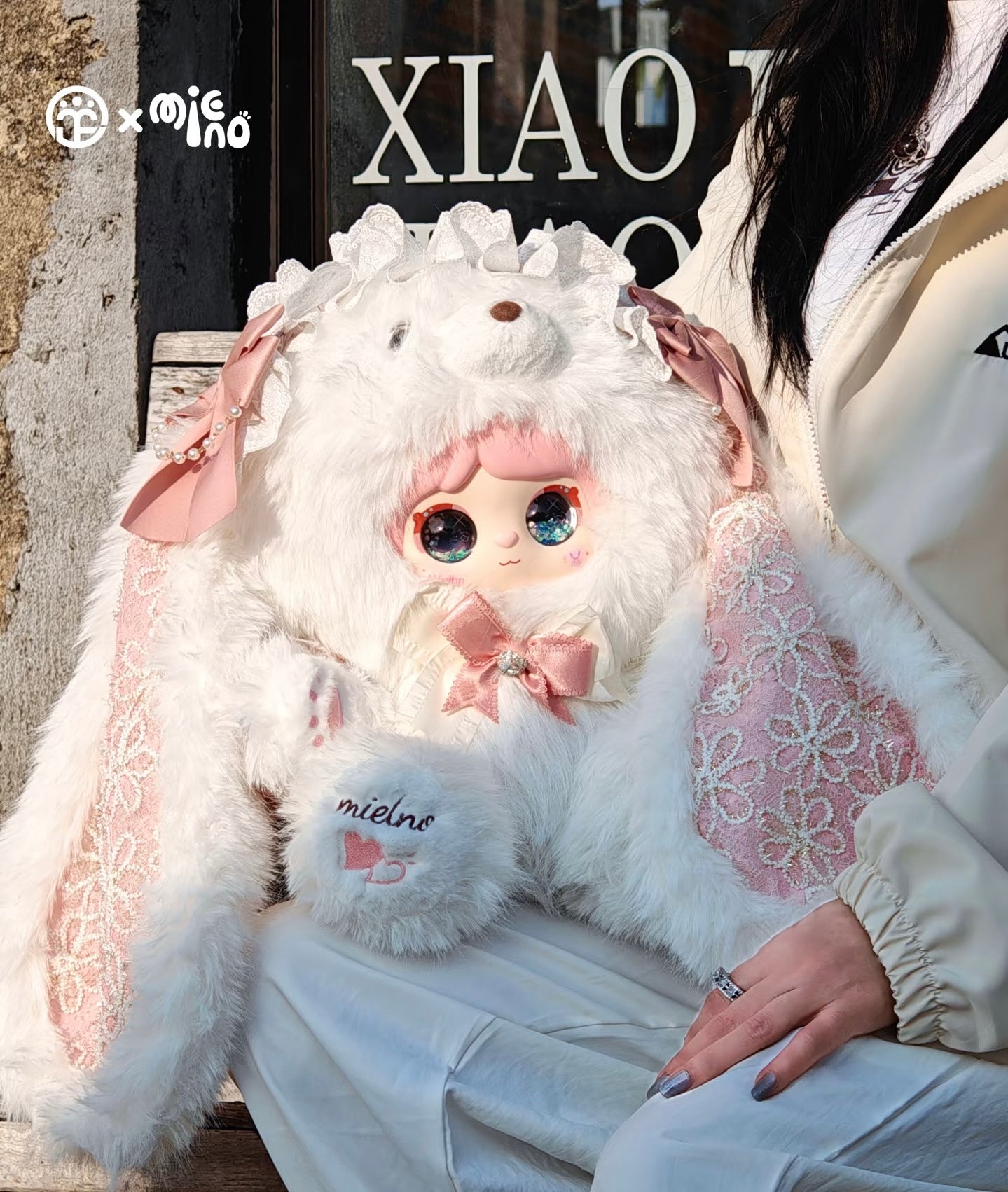 MIElno-Meow rabbit diary series 600% Bunny Plush Dolls,Soft Furry Collectibles,Backpack or clothing decoration,Blind bag Kawwaii Stuffed Animals