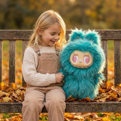 Custom ZIMOMO Handmade Artist Edition - Vibrant Teal Fur Designer Plush Toy